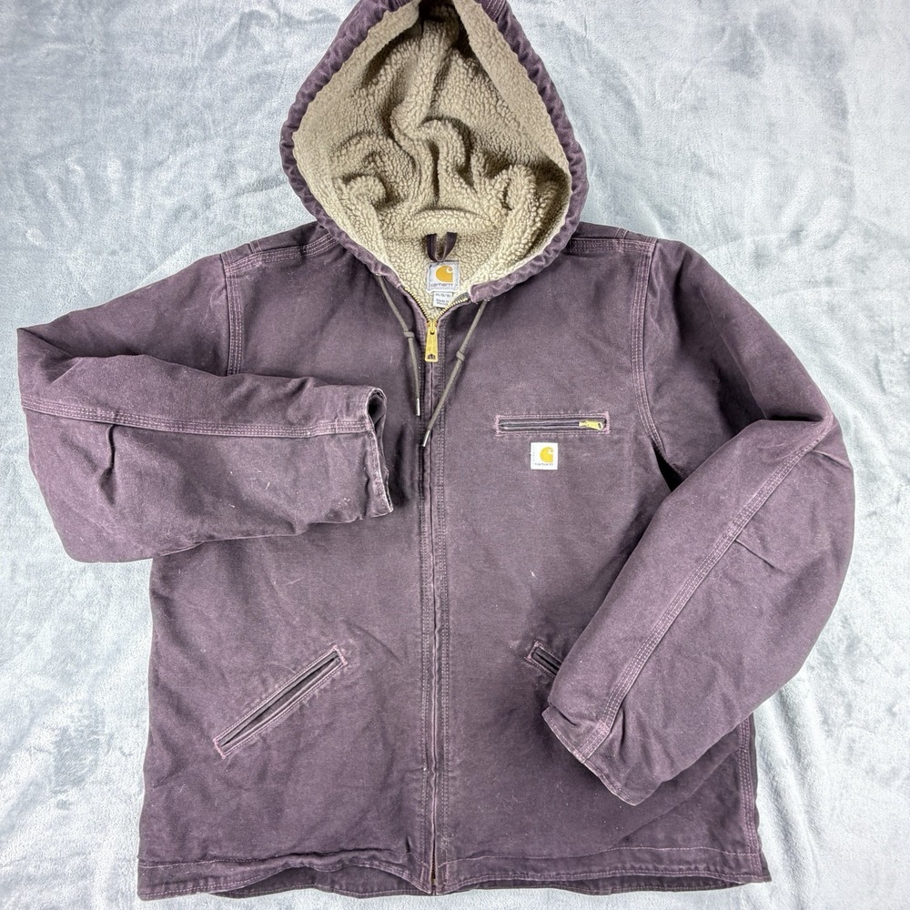 Vintage Carhartt WJ141 DWN Sierra Jacket Womens XL Purple Sherpa Lined